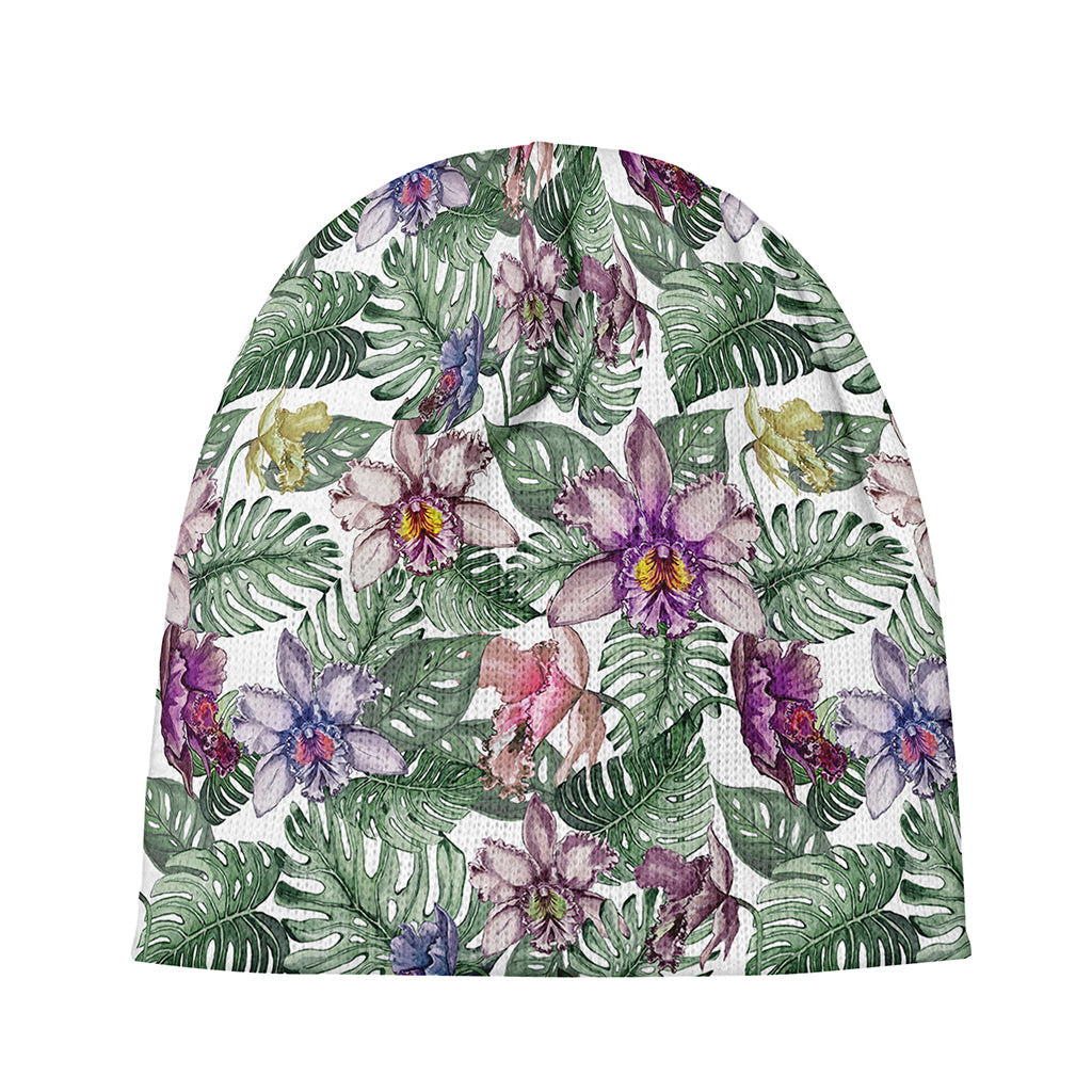 Tropical Cattleya Pattern Print Beanie