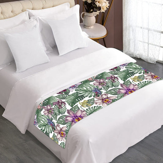 Tropical Cattleya Pattern Print Bed Runner