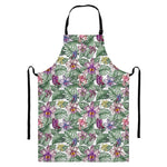 Tropical Cattleya Pattern Print Bib Apron With Pocket