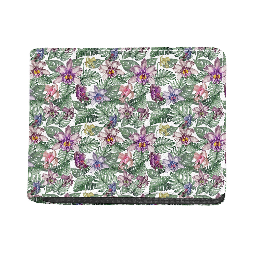 Tropical Cattleya Pattern Print Bifold Wallet