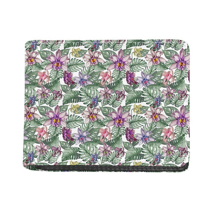 Tropical Cattleya Pattern Print Bifold Wallet
