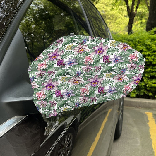 Tropical Cattleya Pattern Print Car Side Mirror Covers