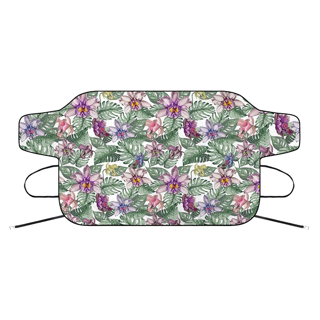 Tropical Cattleya Pattern Print Car Windshield Snow Cover