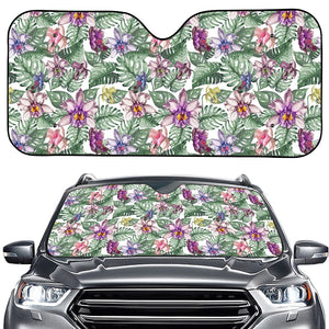 Tropical Cattleya Pattern Print Car Windshield Sun Shade