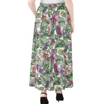 Tropical Cattleya Pattern Print Chiffon Maxi Skirt