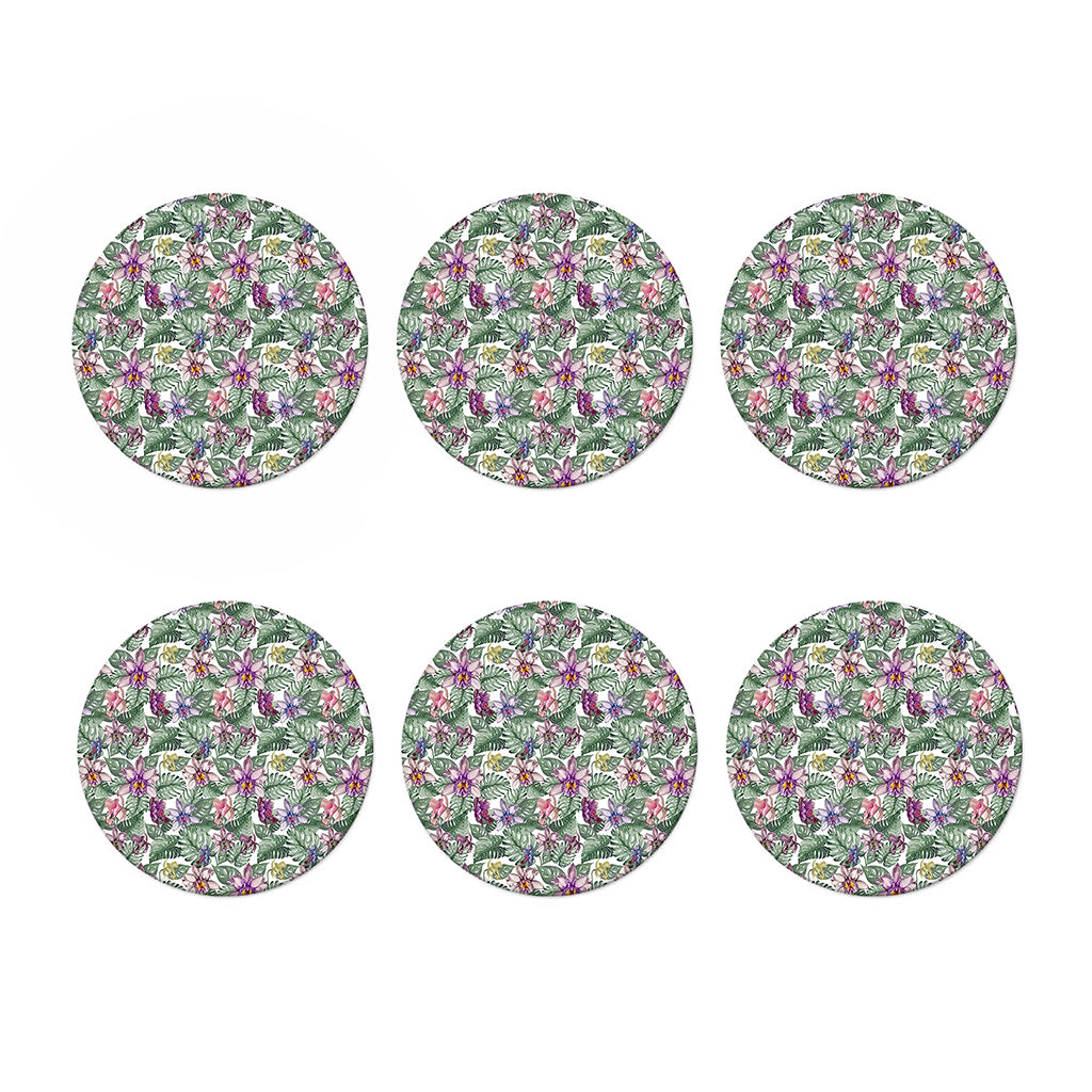 Tropical Cattleya Pattern Print Coaster Set