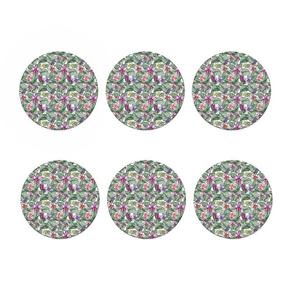 Tropical Cattleya Pattern Print Coaster Set