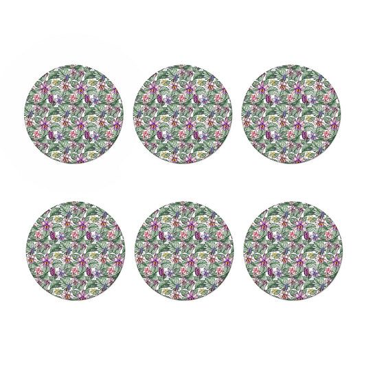 Tropical Cattleya Pattern Print Coaster Set