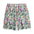 Tropical Cattleya Pattern Print Cotton Shorts