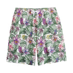 Tropical Cattleya Pattern Print Cotton Shorts