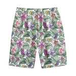 Tropical Cattleya Pattern Print Cotton Shorts
