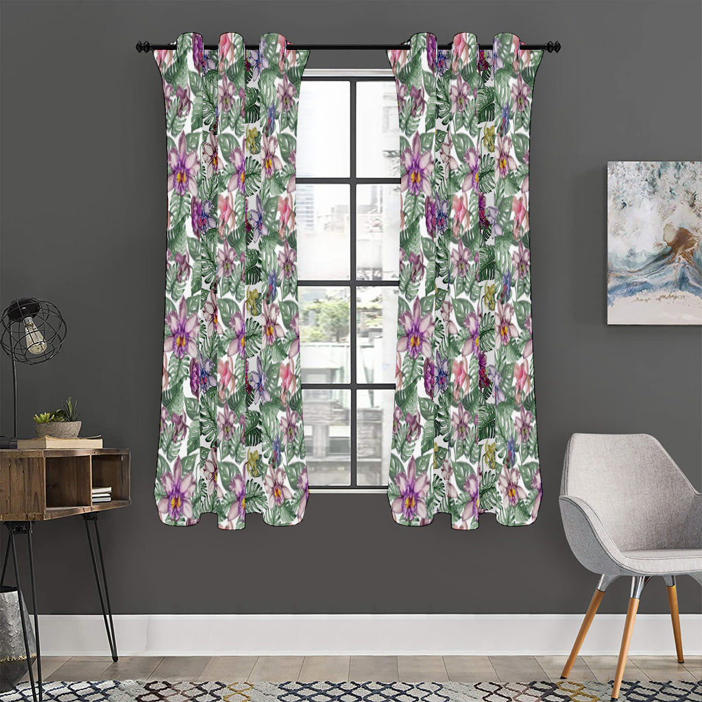 Tropical Cattleya Pattern Print Curtain
