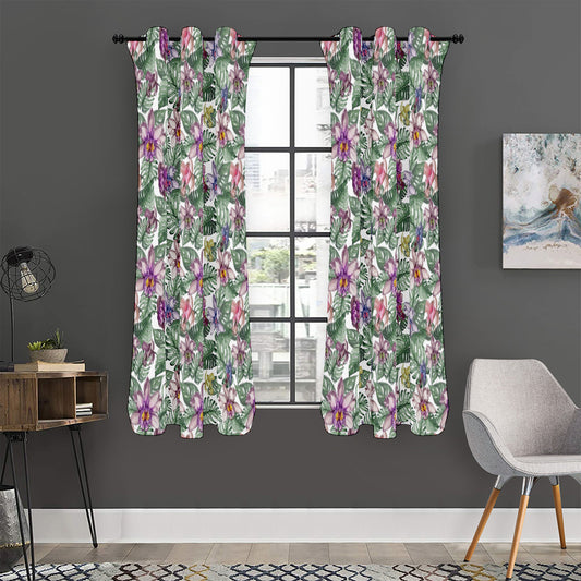 Tropical Cattleya Pattern Print Curtain