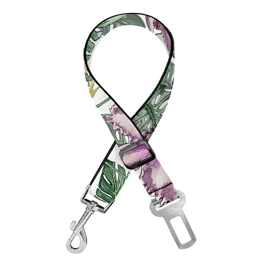 Tropical Cattleya Pattern Print Dog Seat Belt