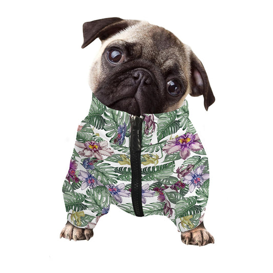 Tropical Cattleya Pattern Print Dog Zip Up Jacket