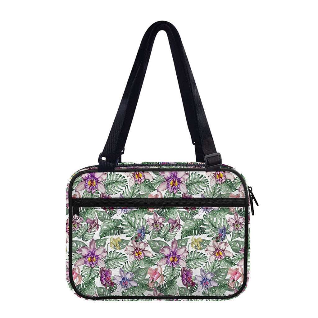 Tropical Cattleya Pattern Print Double Strap Bible Bag