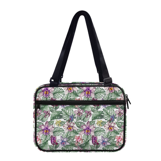 Tropical Cattleya Pattern Print Double Strap Bible Bag