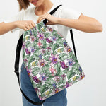Tropical Cattleya Pattern Print Drawstring Backpack