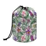 Tropical Cattleya Pattern Print Drawstring Makeup Bag