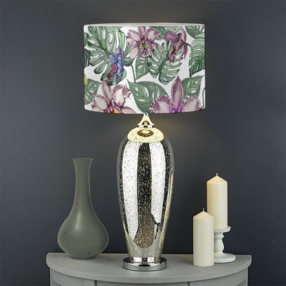 Tropical Cattleya Pattern Print Drum Lamp Shade