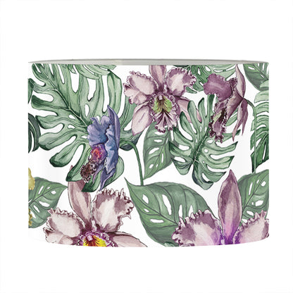 Tropical Cattleya Pattern Print Drum Lamp Shade