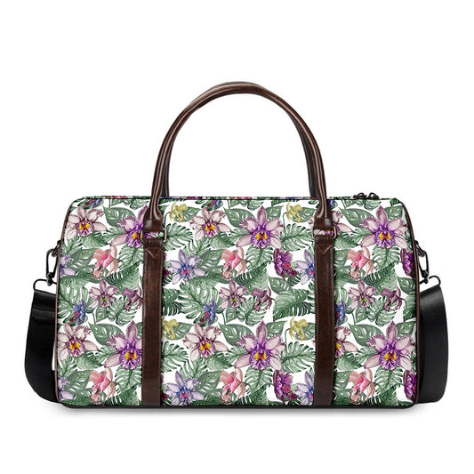 Tropical Cattleya Pattern Print Duffle Bag