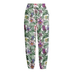 Tropical Cattleya Pattern Print Fleece Lined Knit Pants