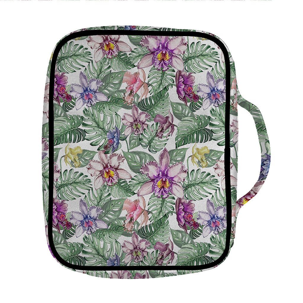 Tropical Cattleya Pattern Print Front Pocket Bible Bag