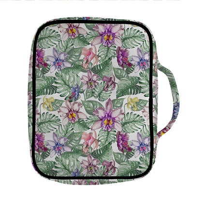 Tropical Cattleya Pattern Print Front Pocket Bible Bag