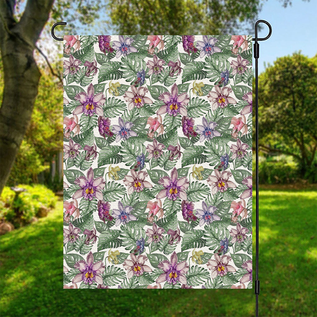 Tropical Cattleya Pattern Print Garden Flag