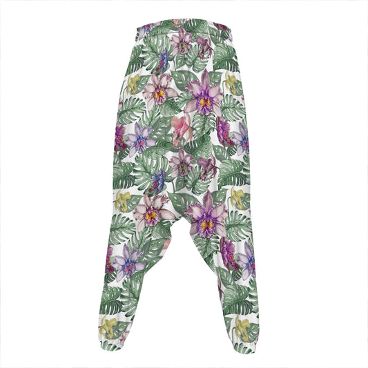 Tropical Cattleya Pattern Print Hammer Pants