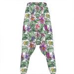 Tropical Cattleya Pattern Print Hammer Pants