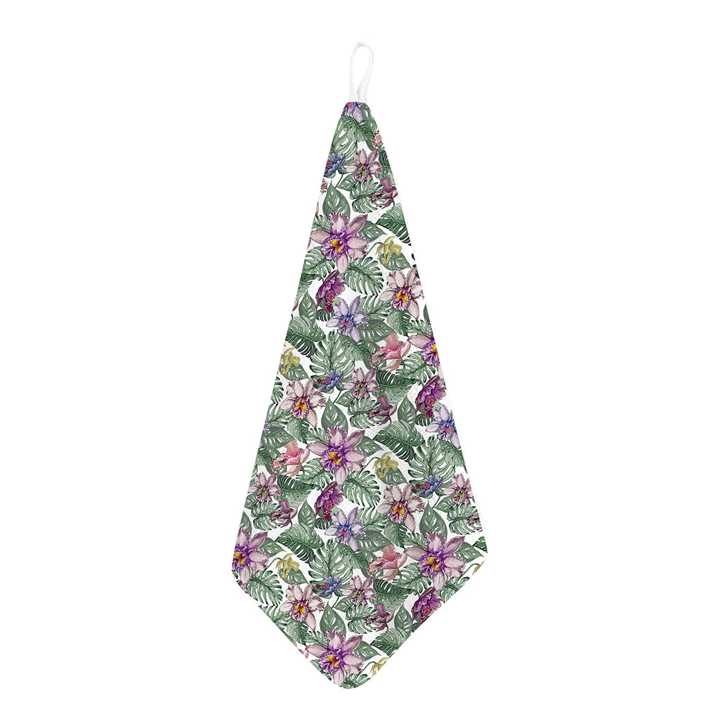 Tropical Cattleya Pattern Print Hand Towel