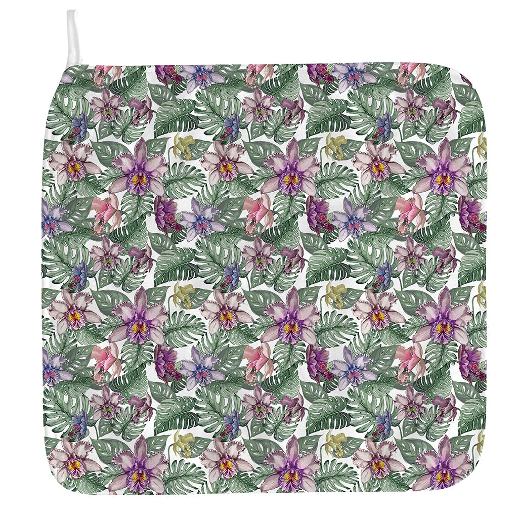 Tropical Cattleya Pattern Print Hand Towel