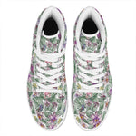 Tropical Cattleya Pattern Print High Top Leather Sneakers