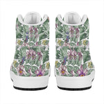 Tropical Cattleya Pattern Print High Top Leather Sneakers