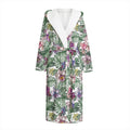 Tropical Cattleya Pattern Print Hooded Bathrobe