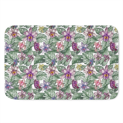 Tropical Cattleya Pattern Print Indoor Door Mat