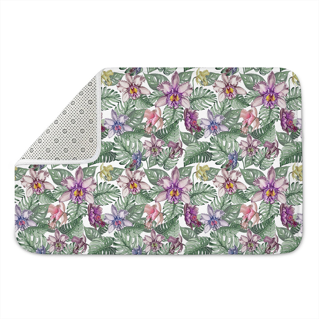 Tropical Cattleya Pattern Print Indoor Door Mat