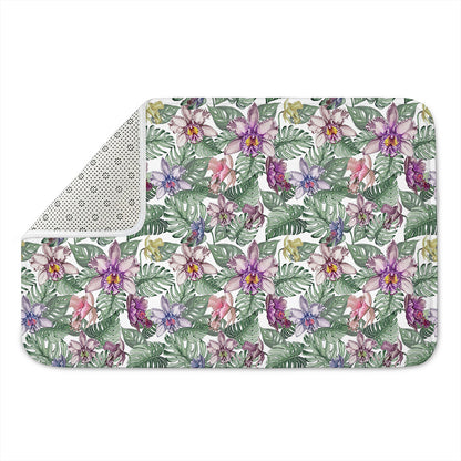 Tropical Cattleya Pattern Print Indoor Door Mat