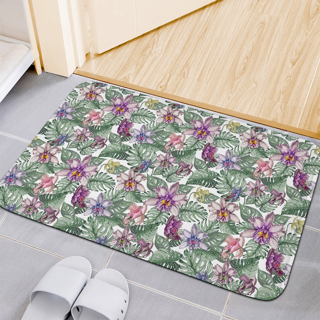 Tropical Cattleya Pattern Print Indoor Door Mat