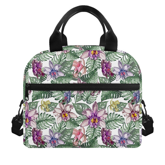 Tropical Cattleya Pattern Print Insulated Lunch Bag