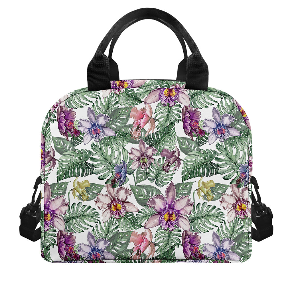 Tropical Cattleya Pattern Print Insulated Lunch Bag