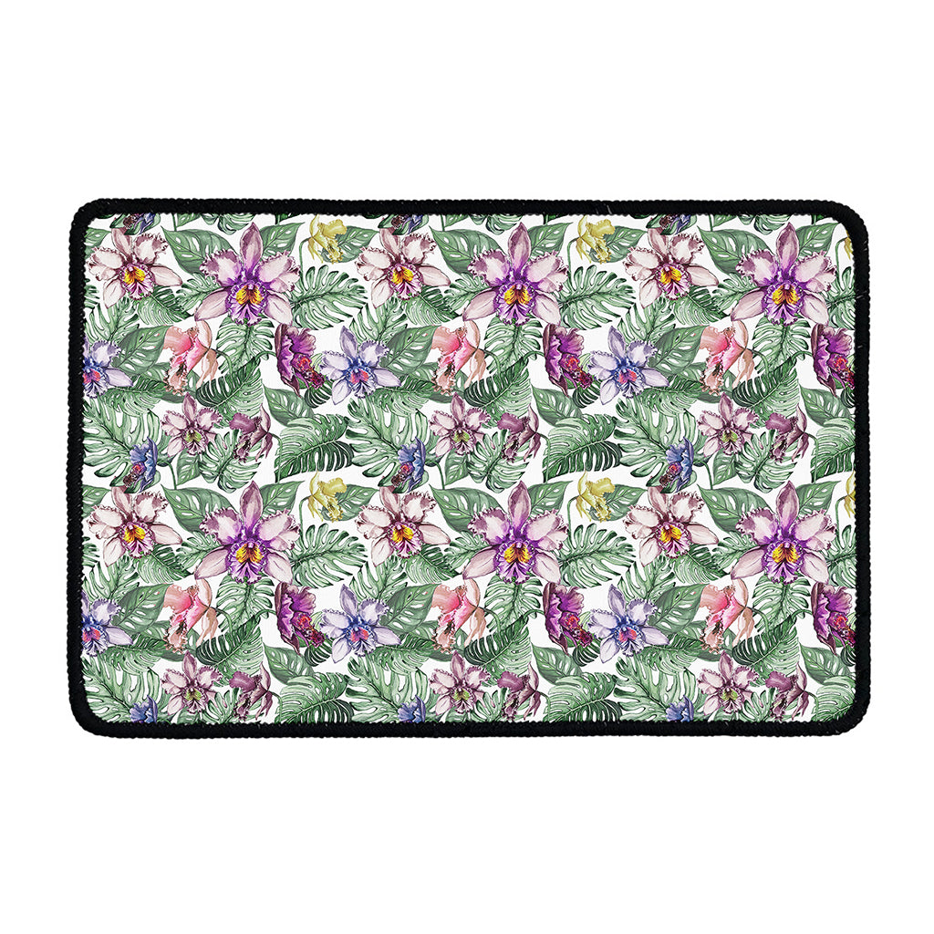Tropical Cattleya Pattern Print Kitchen Mat