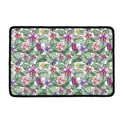 Tropical Cattleya Pattern Print Kitchen Mat