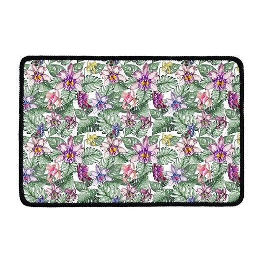 Tropical Cattleya Pattern Print Kitchen Mat