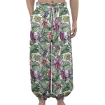 Tropical Cattleya Pattern Print Lantern Pants