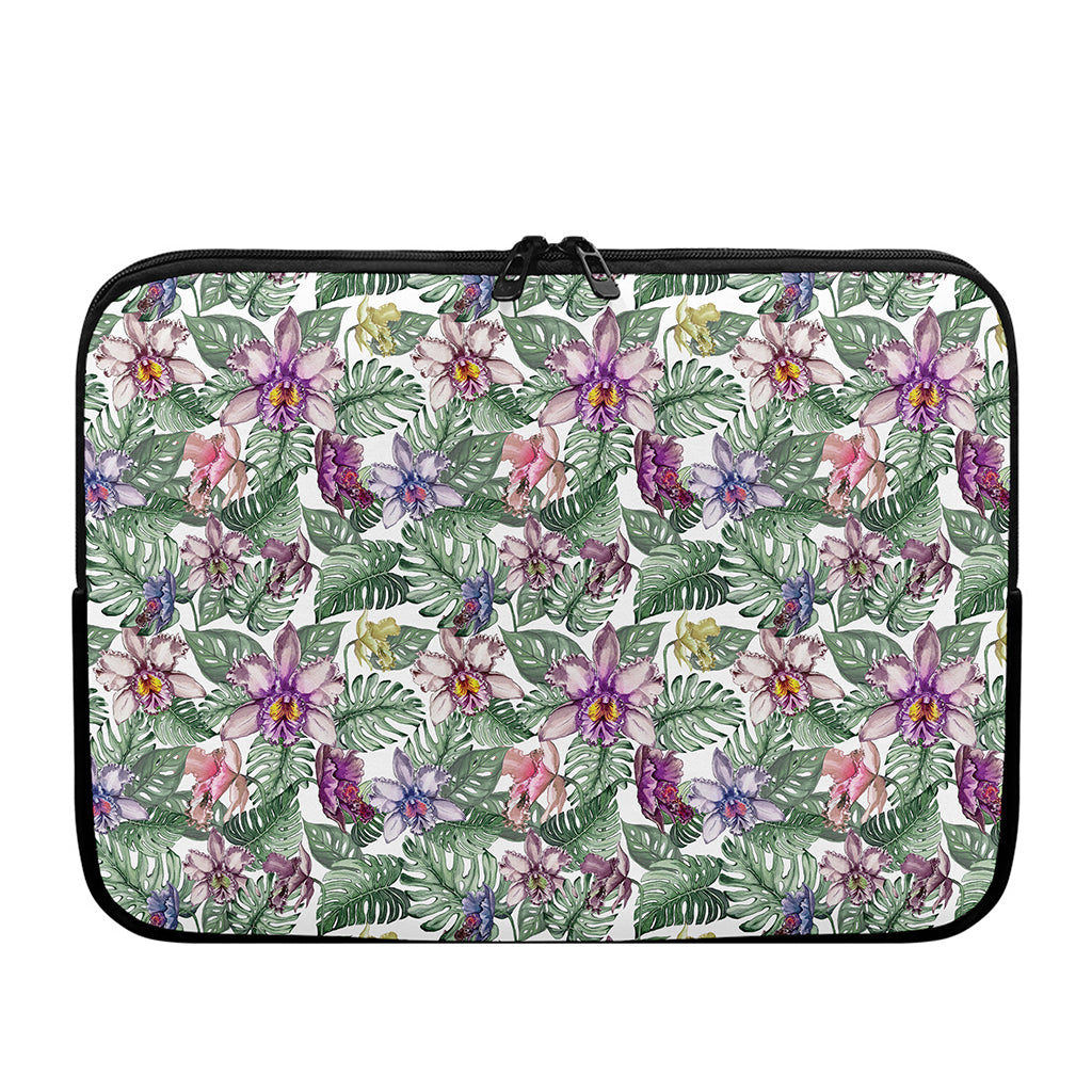 Tropical Cattleya Pattern Print Laptop Sleeve
