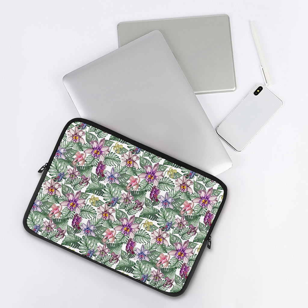 Tropical Cattleya Pattern Print Laptop Sleeve