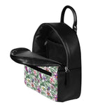 Tropical Cattleya Pattern Print Leather Backpack